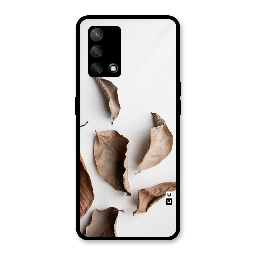 Brown Dusty Leaves Glass Back Case for Oppo F19