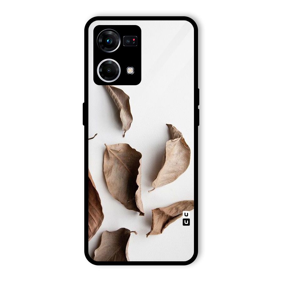 Brown Dusty Leaves Glass Back Case for Oppo F21 Pro 5G