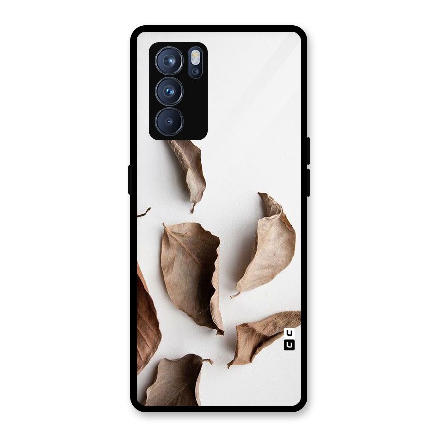 Brown Dusty Leaves Glass Back Case for Oppo Reno6 Pro 5G