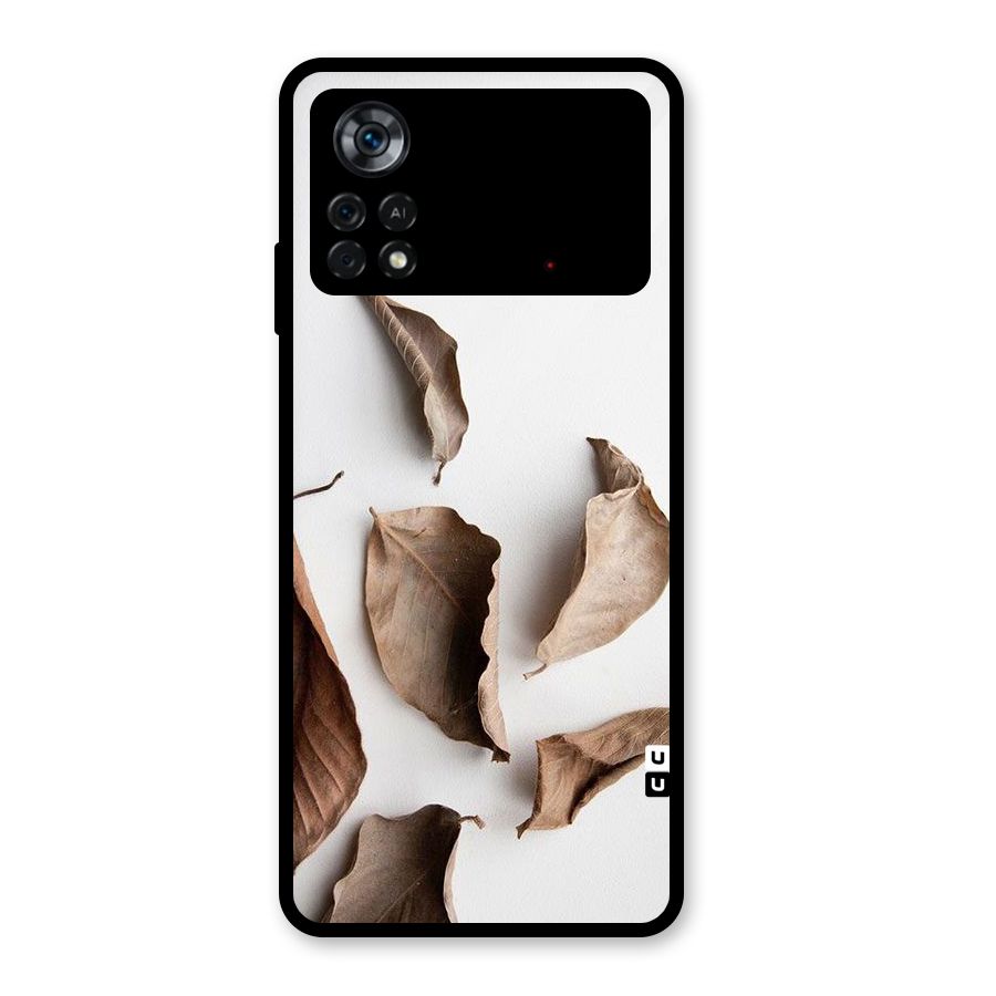 Brown Dusty Leaves Glass Back Case for Poco X4 Pro 5G