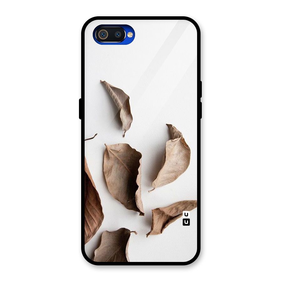 Brown Dusty Leaves Glass Back Case for Realme C2