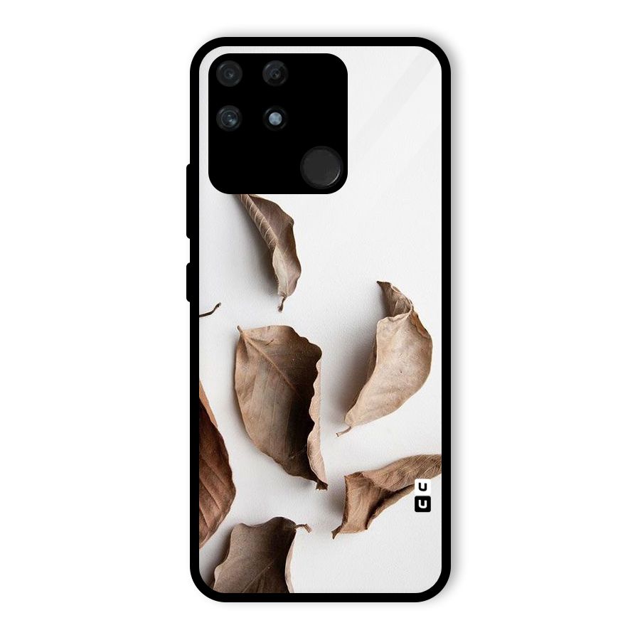Brown Dusty Leaves Glass Back Case for Realme Narzo 50A