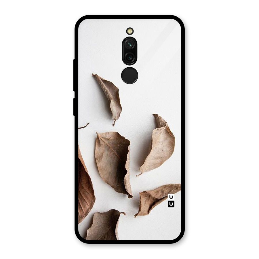 Brown Dusty Leaves Glass Back Case for Redmi 8