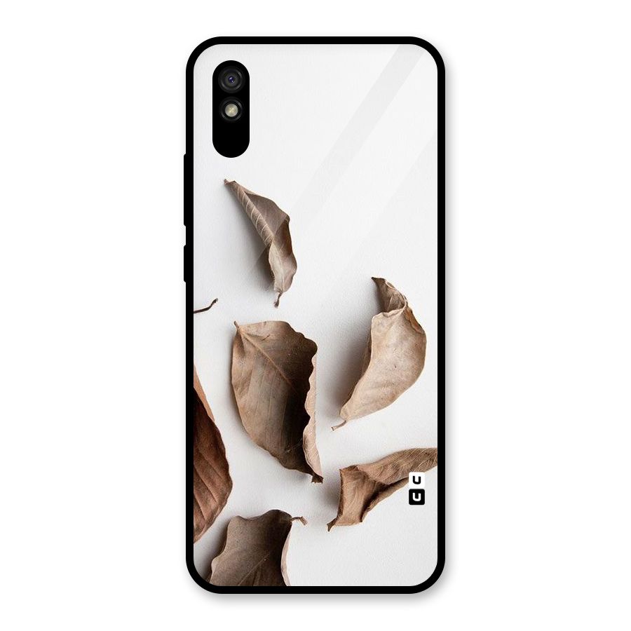 Brown Dusty Leaves Glass Back Case for Redmi 9A
