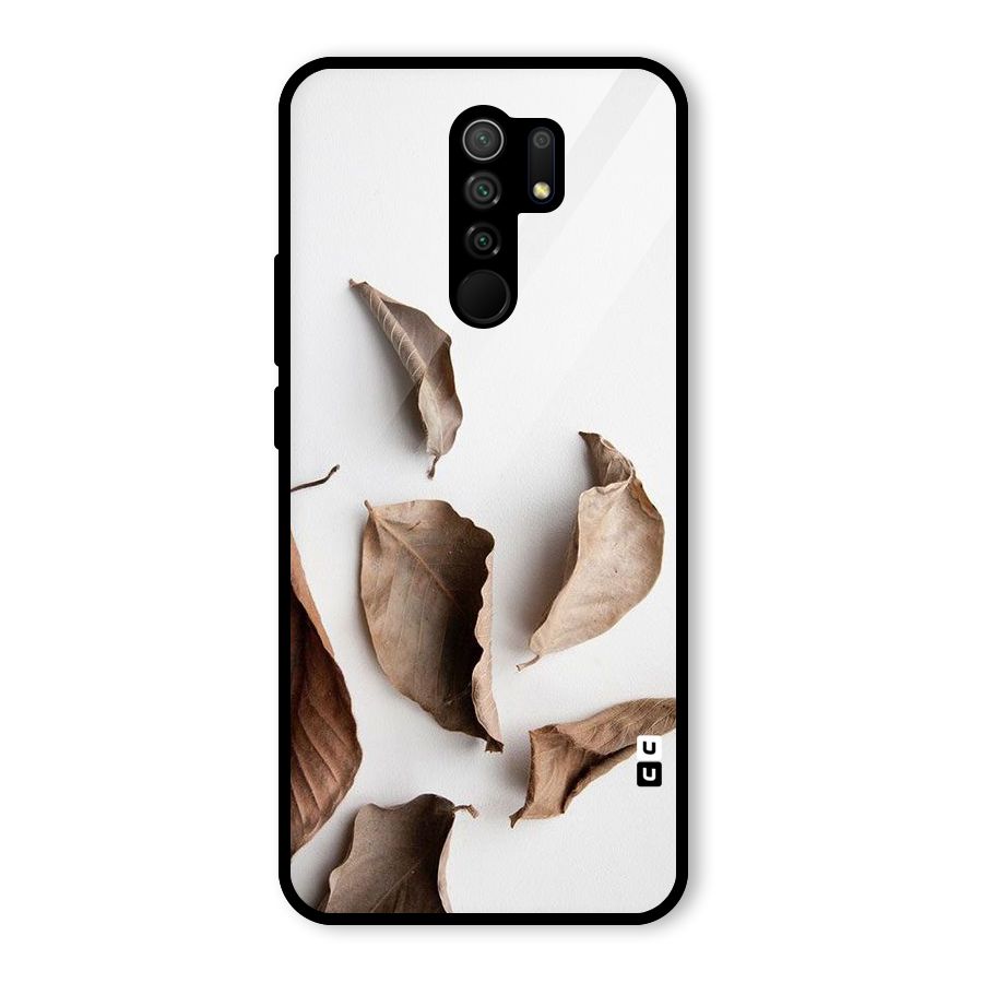 Brown Dusty Leaves Glass Back Case for Redmi 9 Prime