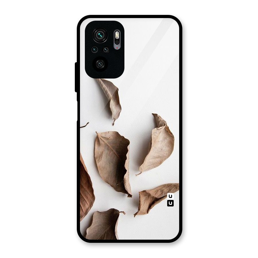 Brown Dusty Leaves Glass Back Case for Redmi Note 10S