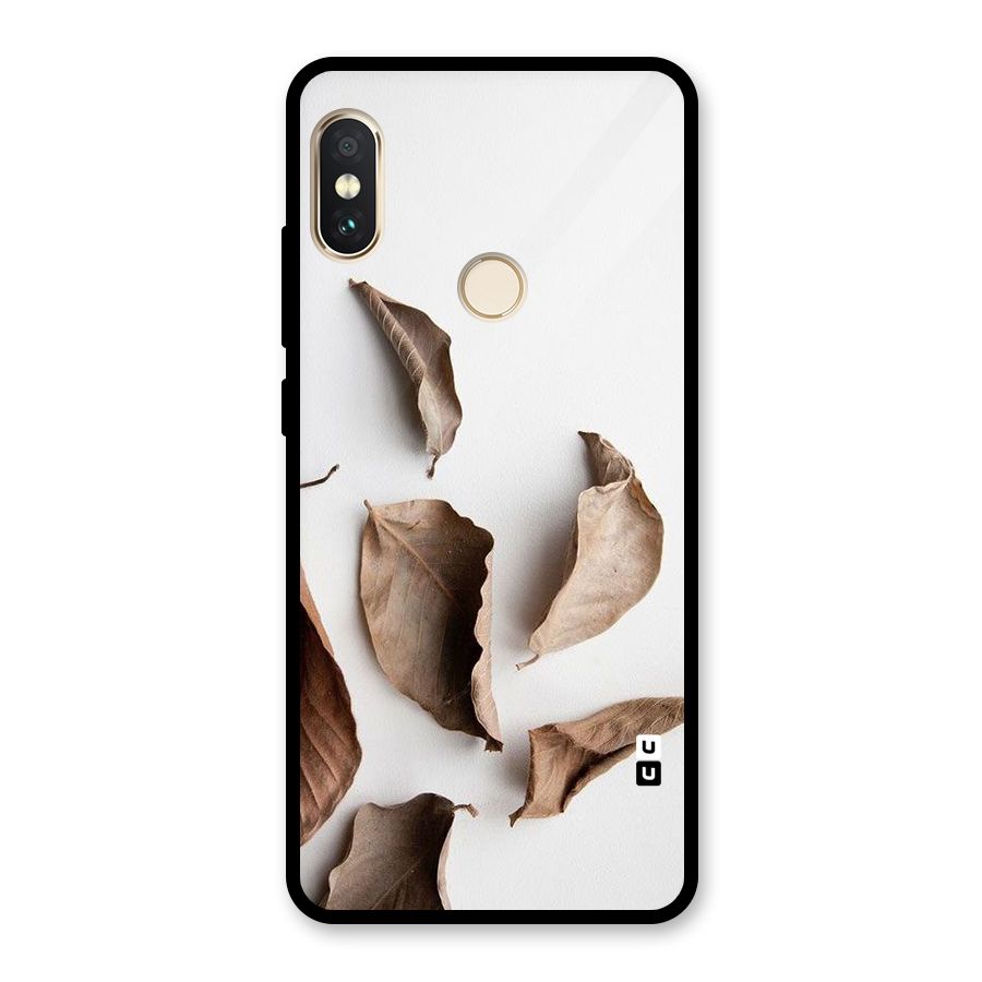 Brown Dusty Leaves Glass Back Case for Redmi Note 5 Pro
