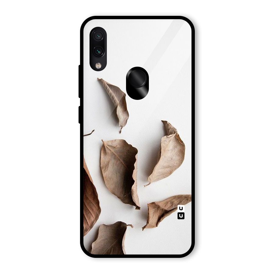 Brown Dusty Leaves Glass Back Case for Redmi Note 7S