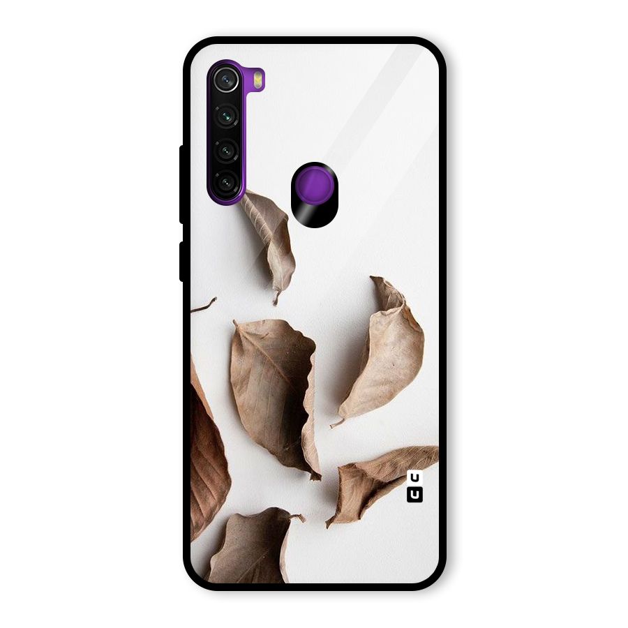 Brown Dusty Leaves Glass Back Case for Redmi Note 8