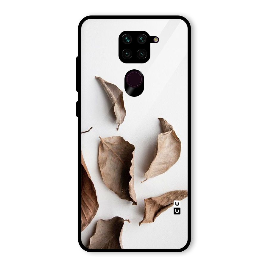 Brown Dusty Leaves Glass Back Case for Redmi Note 9