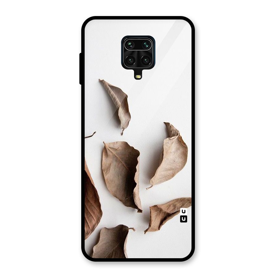 Brown Dusty Leaves Glass Back Case for Redmi Note 9 Pro