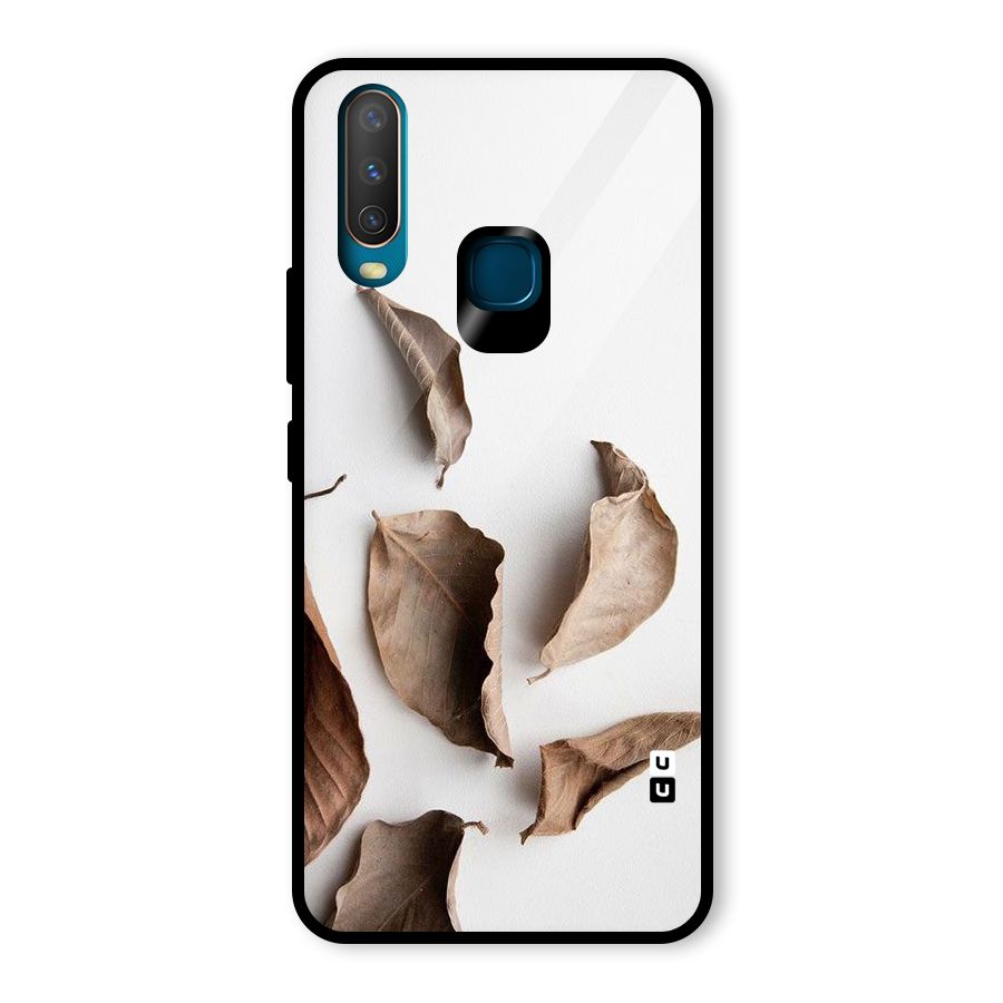 Brown Dusty Leaves Glass Back Case for Vivo U10