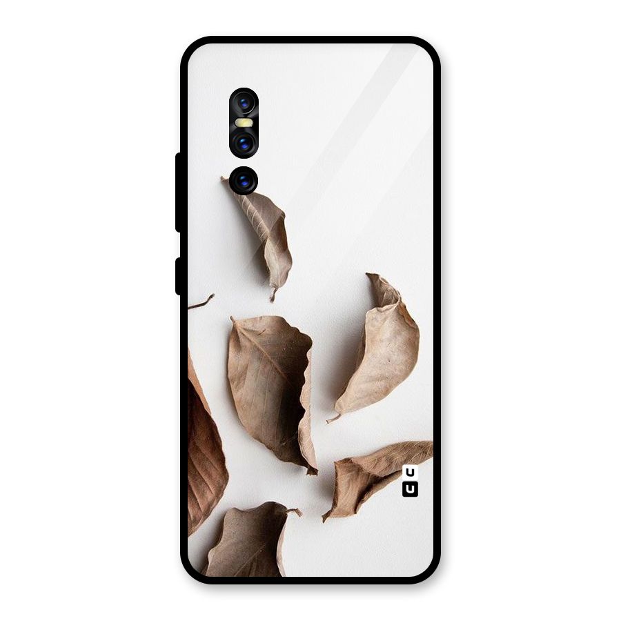 Brown Dusty Leaves Glass Back Case for Vivo V15 Pro