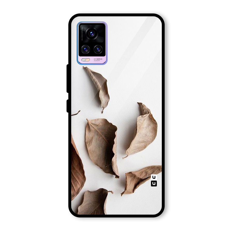Brown Dusty Leaves Glass Back Case for Vivo V20 Pro