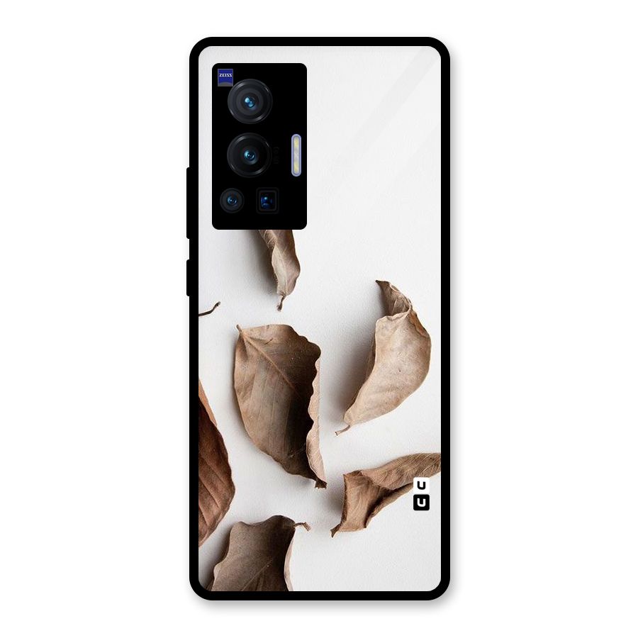 Brown Dusty Leaves Glass Back Case for Vivo X70 Pro