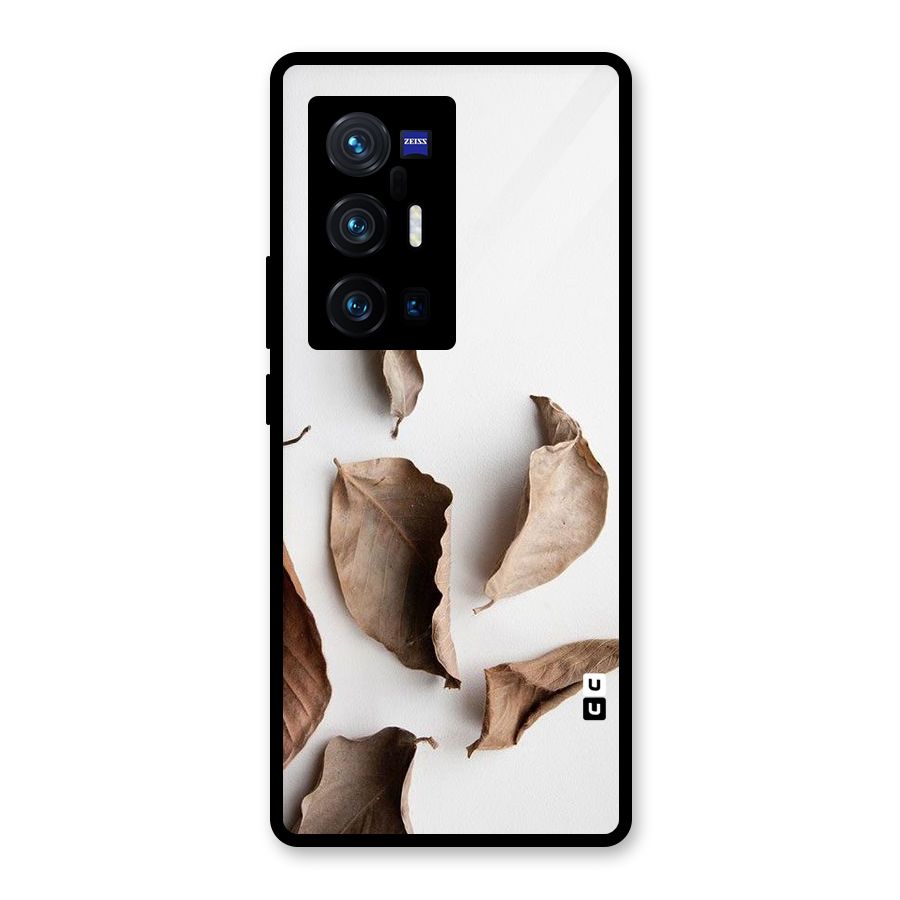 Brown Dusty Leaves Glass Back Case for Vivo X70 Pro Plus