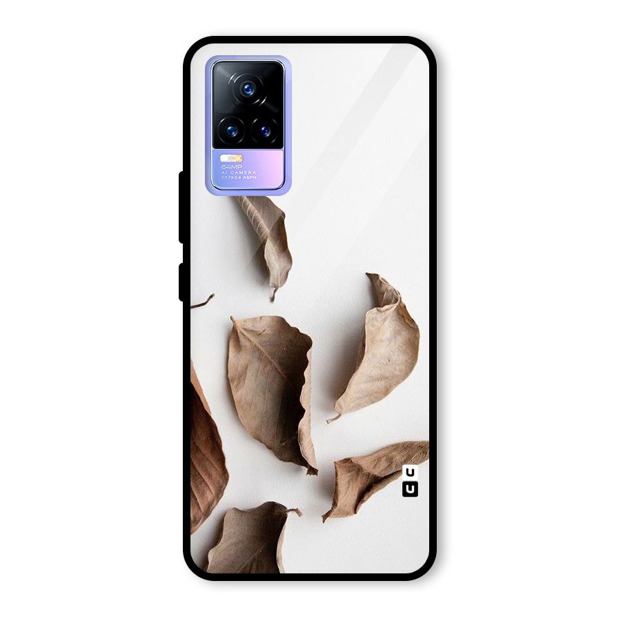 Brown Dusty Leaves Glass Back Case for Vivo Y73