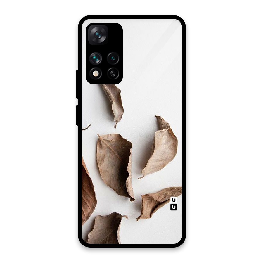 Brown Dusty Leaves Glass Back Case for Xiaomi 11i HyperCharge 5G