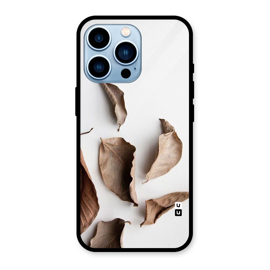 Brown Dusty Leaves Glass Back Case for iPhone 13 Pro