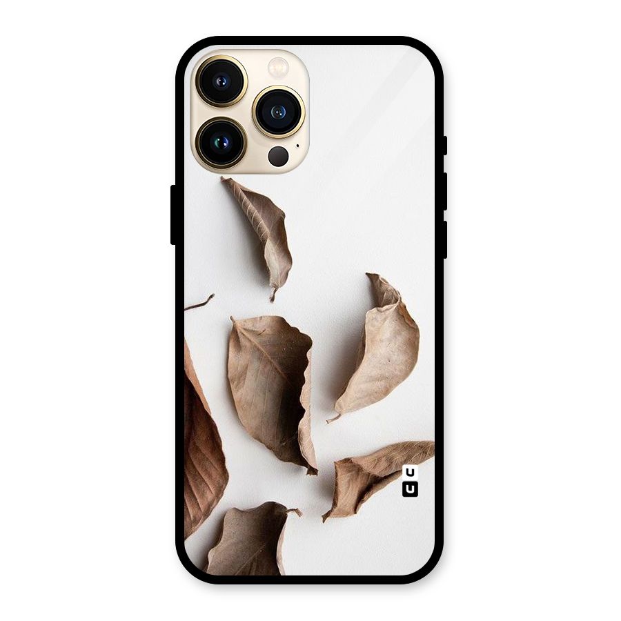 Brown Dusty Leaves Glass Back Case for iPhone 13 Pro Max