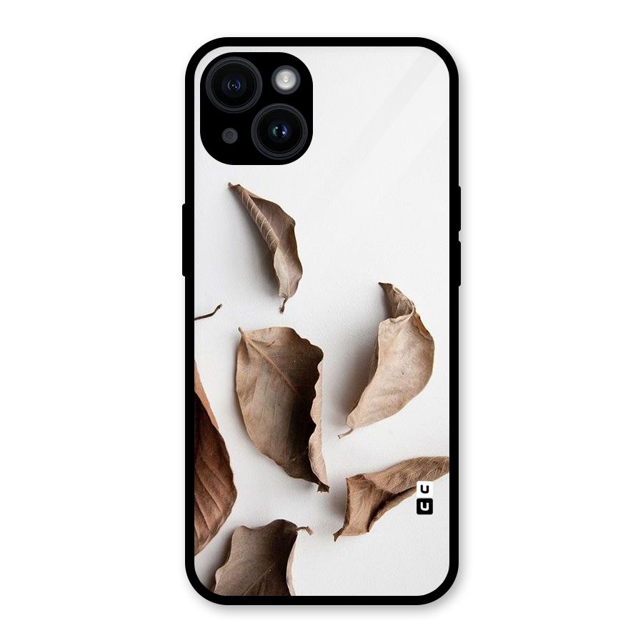Brown Dusty Leaves Glass Back Case for iPhone 14