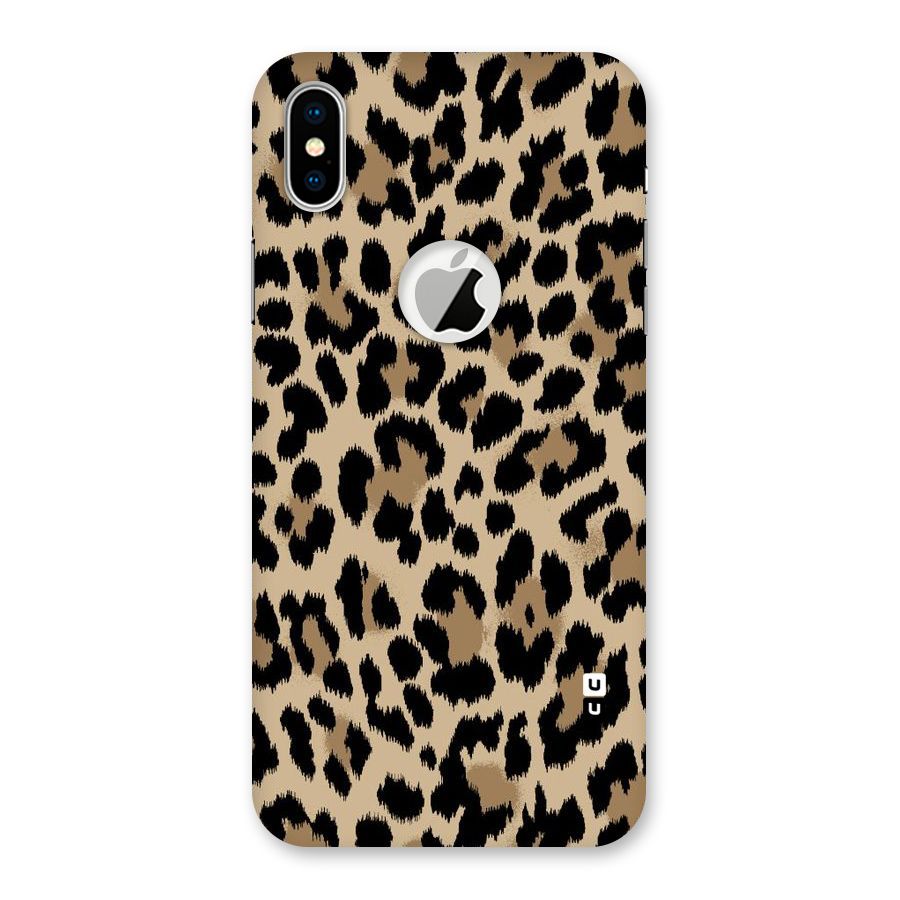 Brown Leapord Print Back Case for iPhone XS Logo Cut