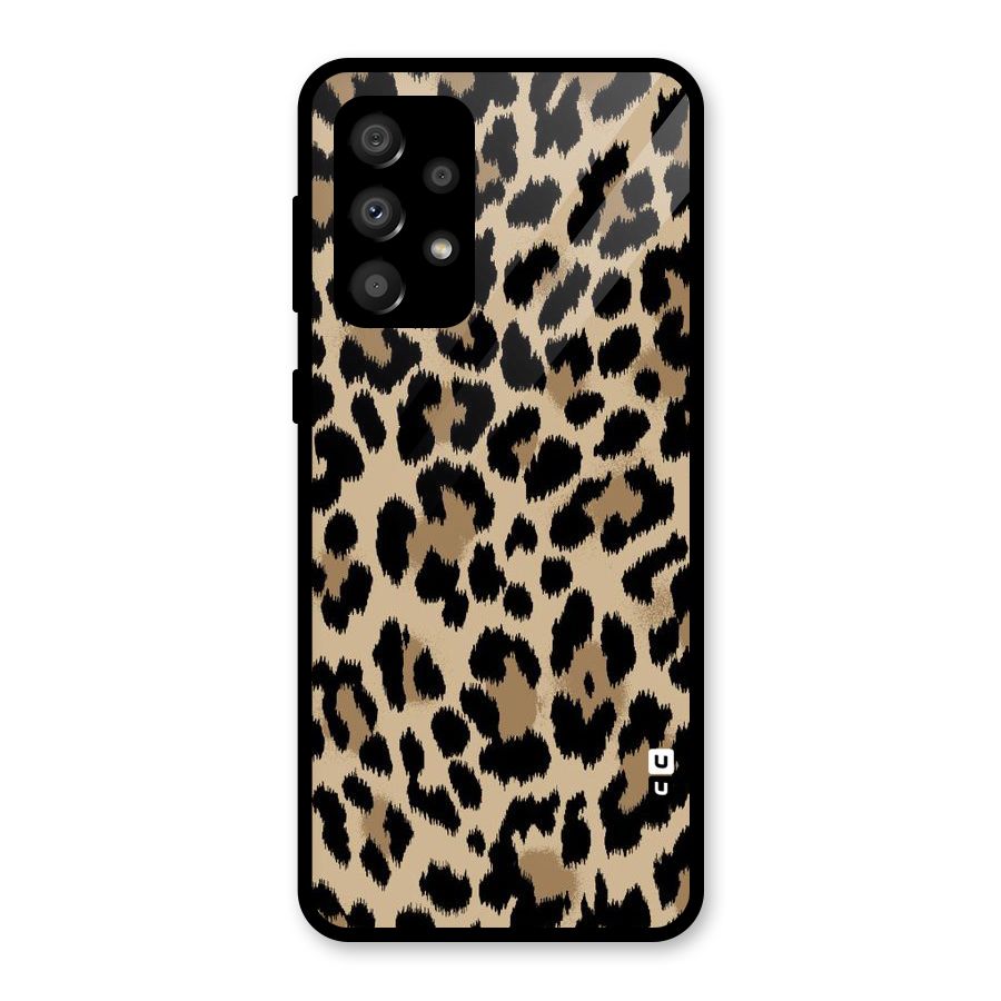 Brown Leapord Print Glass Back Case for Galaxy A32