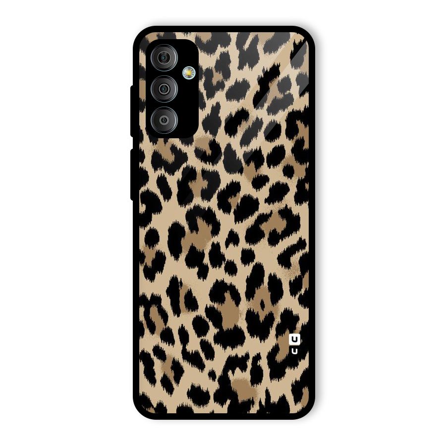 Brown Leapord Print Glass Back Case for Galaxy F23