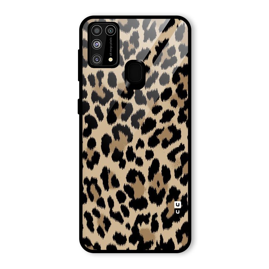 Brown Leapord Print Glass Back Case for Galaxy F41