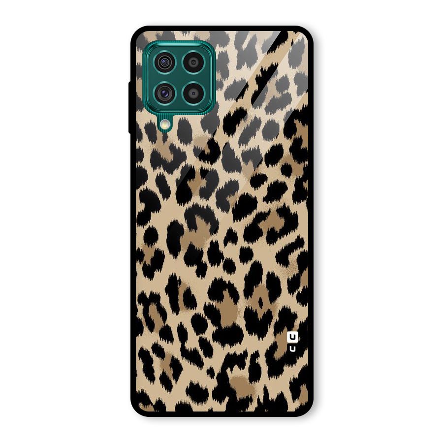 Brown Leapord Print Glass Back Case for Galaxy F62