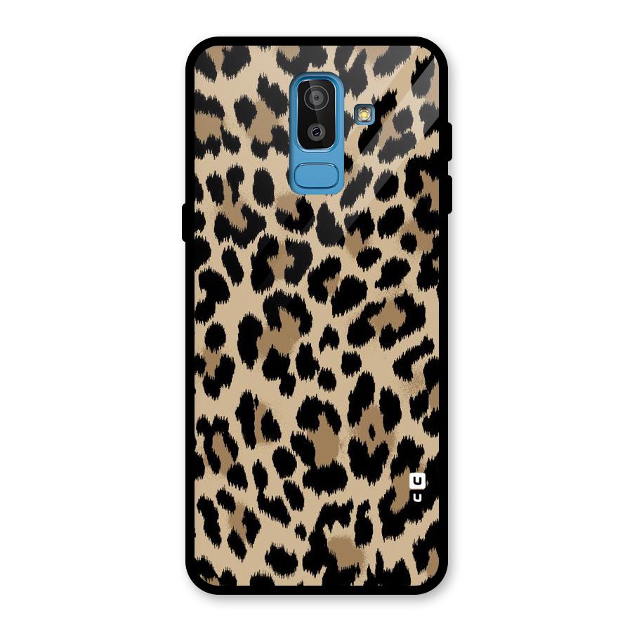 Brown Leapord Print Glass Back Case for Galaxy J8