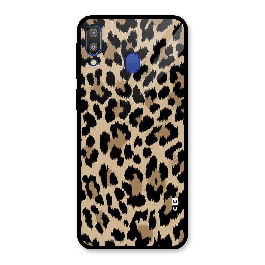 Brown Leapord Print Glass Back Case for Galaxy M20