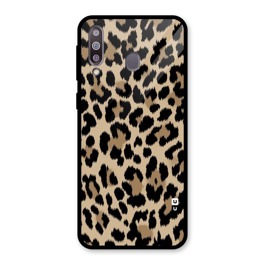 Brown Leapord Print Glass Back Case for Galaxy M30