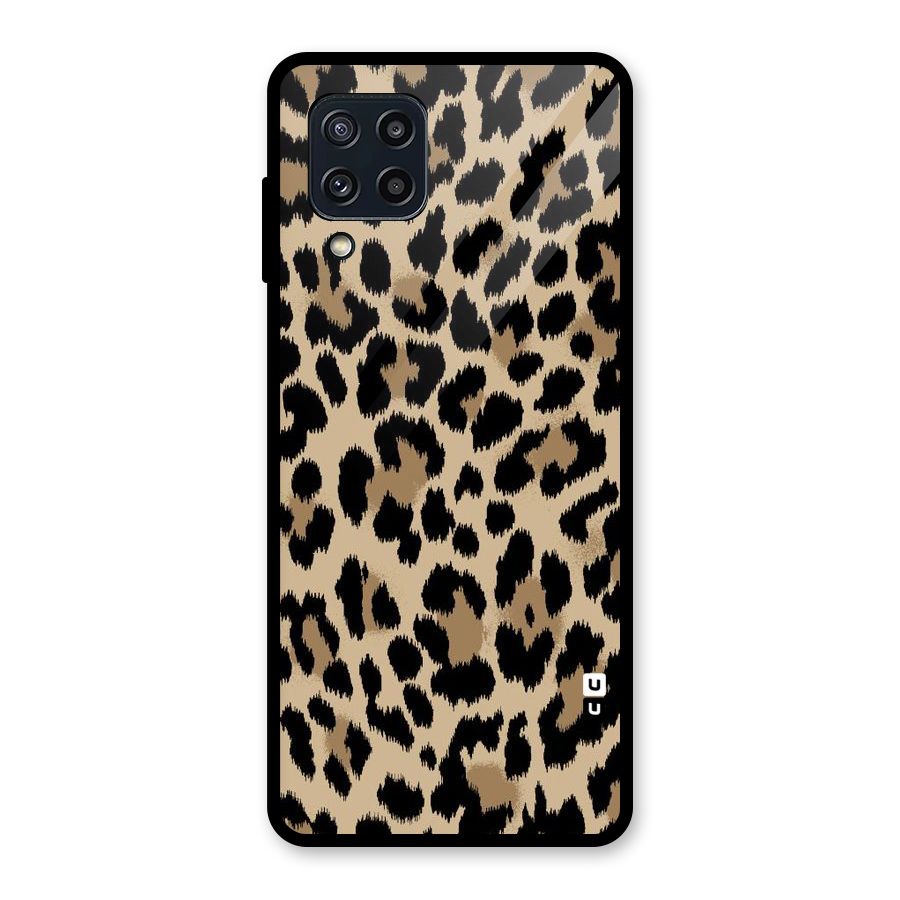 Brown Leapord Print Glass Back Case for Galaxy M32