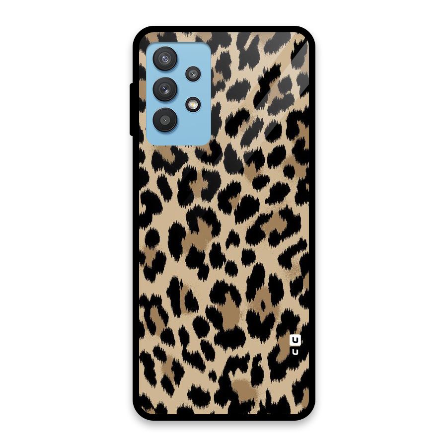 Brown Leapord Print Glass Back Case for Galaxy M32 5G