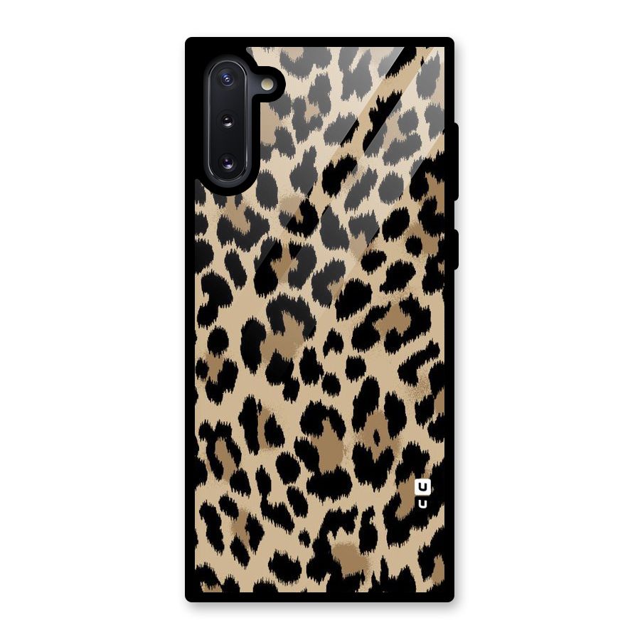 Brown Leapord Print Glass Back Case for Galaxy Note 10