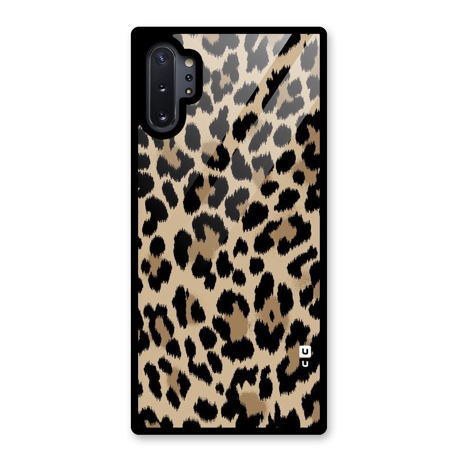 Brown Leapord Print Glass Back Case for Galaxy Note 10 Plus