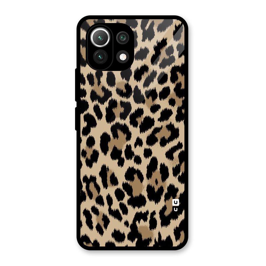 Brown Leapord Print Glass Back Case for Mi 11 Lite