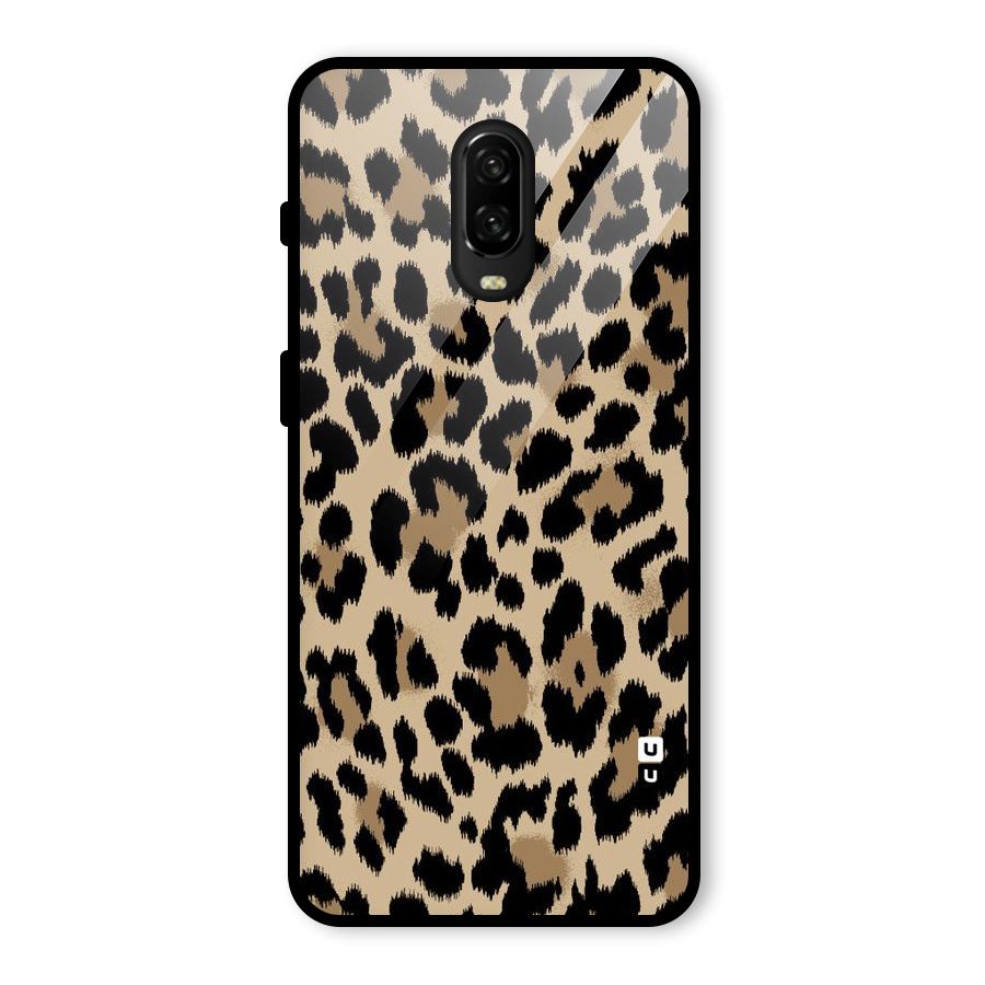 Brown Leapord Print Glass Back Case for OnePlus 6T