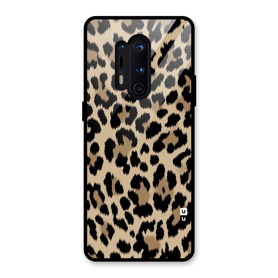 Brown Leapord Print Glass Back Case for OnePlus 8 Pro