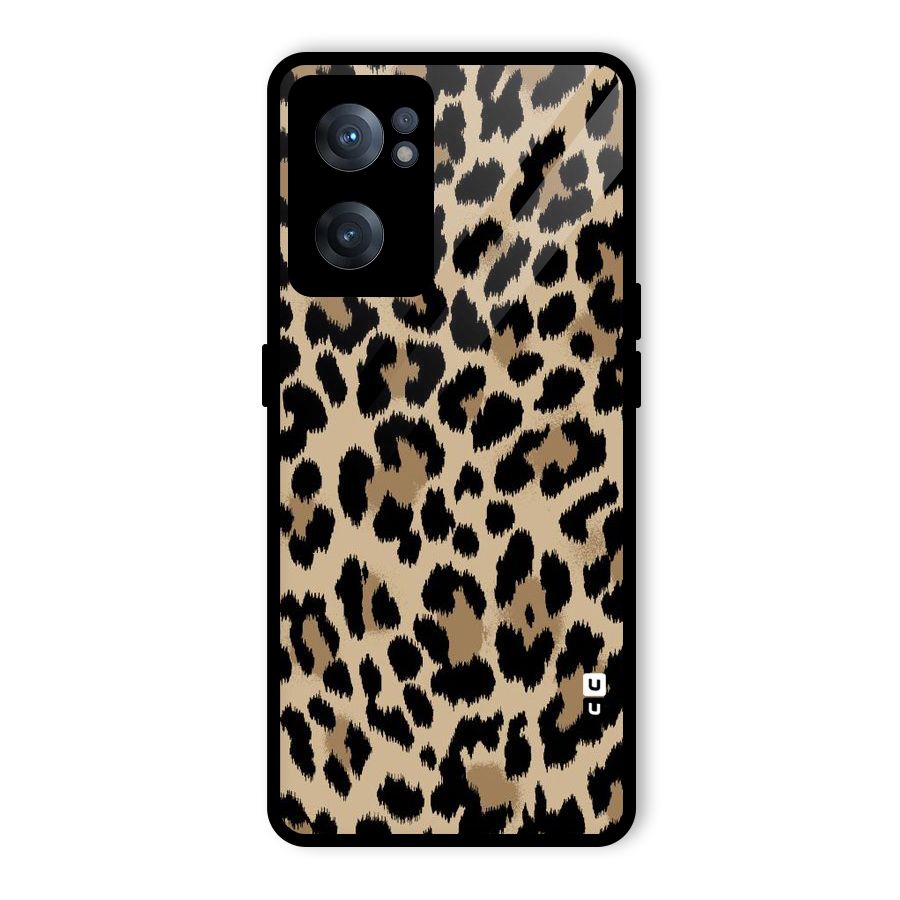 Brown Leapord Print Glass Back Case for OnePlus Nord CE 2 5G