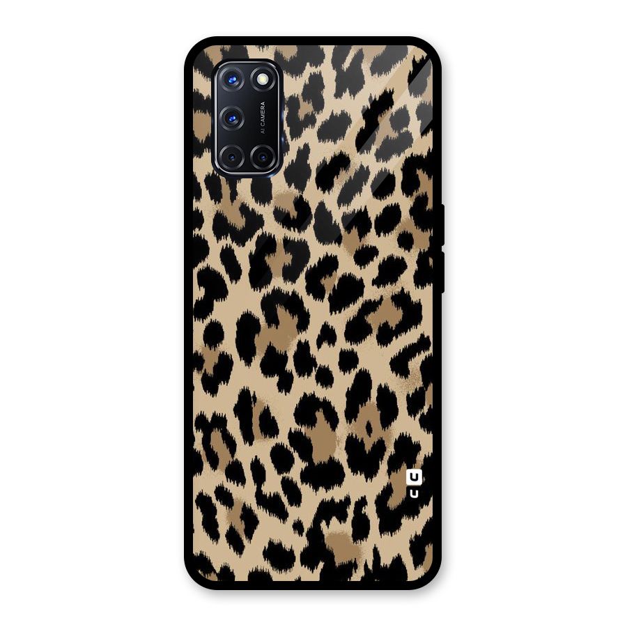 Brown Leapord Print Glass Back Case for Oppo A52