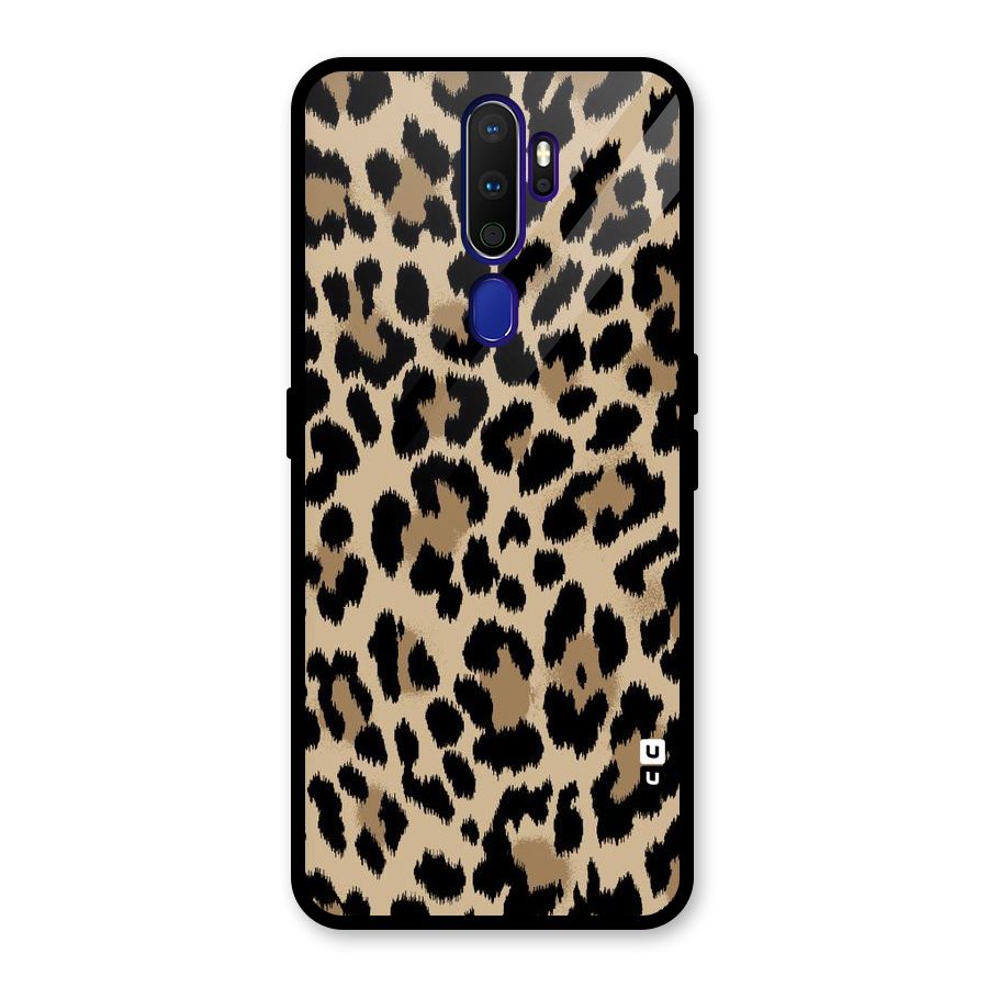 Brown Leapord Print Glass Back Case for Oppo A9 (2020)