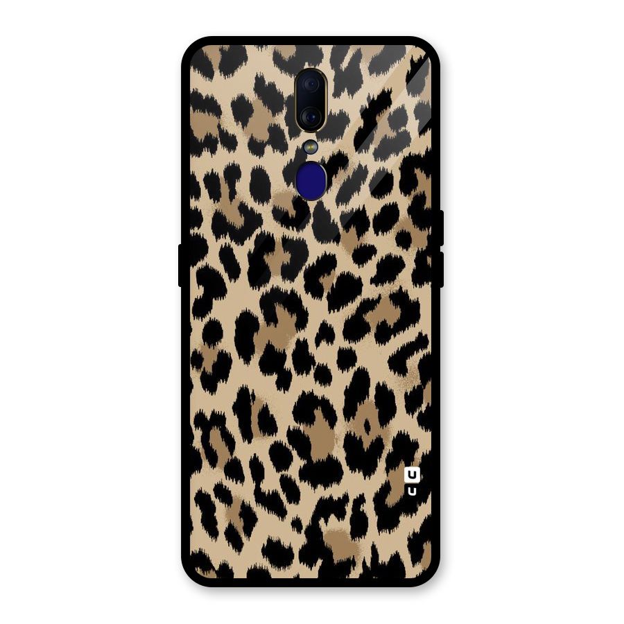 Brown Leapord Print Glass Back Case for Oppo F11