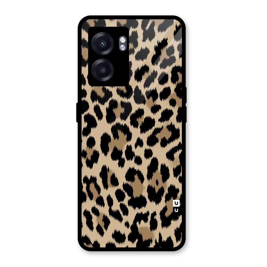Brown Leapord Print Glass Back Case for Oppo K10 (5G)