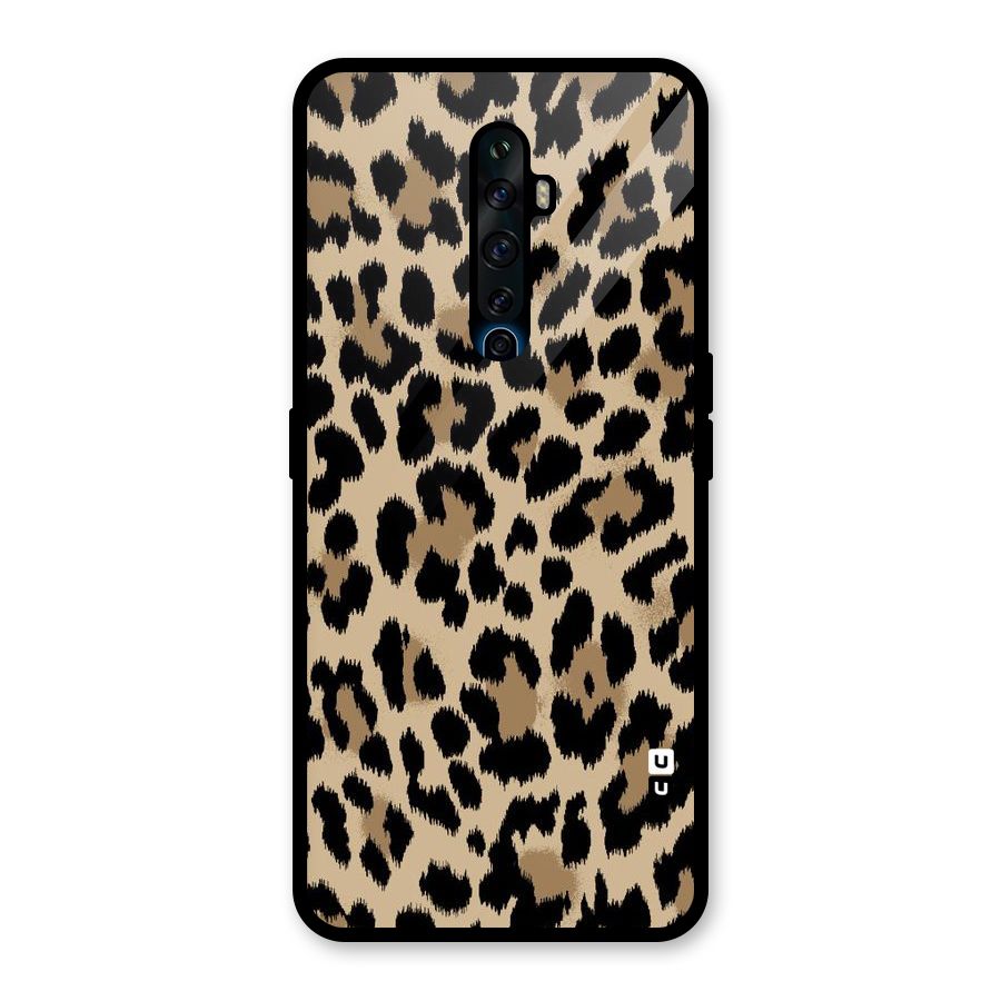 Brown Leapord Print Glass Back Case for Oppo Reno2 Z