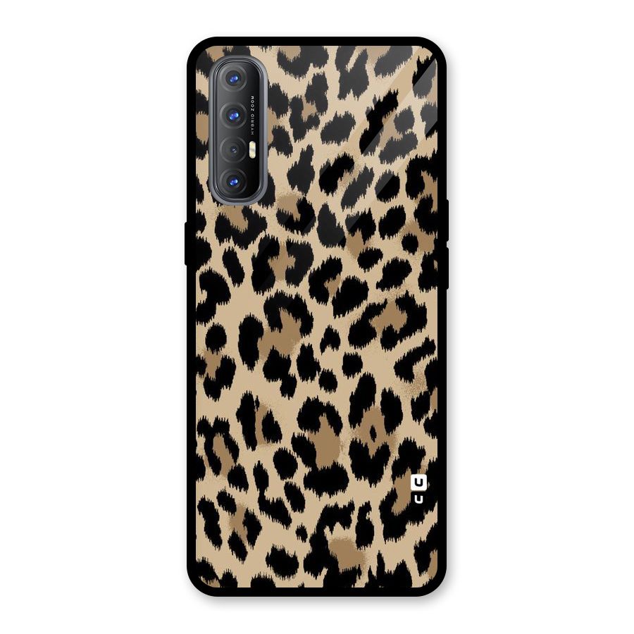 Brown Leapord Print Glass Back Case for Oppo Reno3 Pro