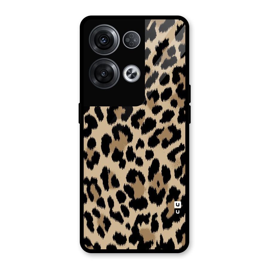 Brown Leapord Print Glass Back Case for Oppo Reno8 Pro 5G