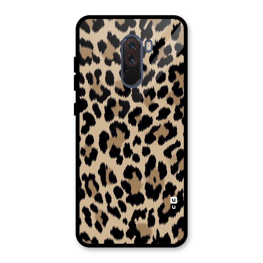 Brown Leapord Print Glass Back Case for Poco F1