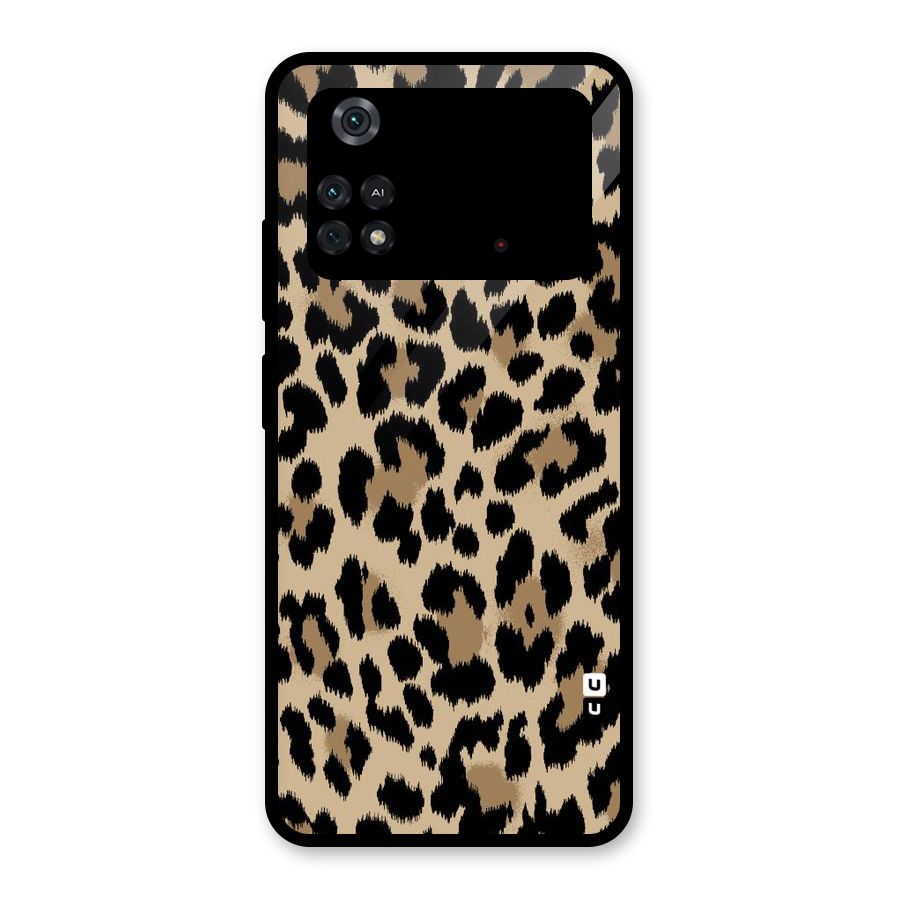 Brown Leapord Print Glass Back Case for Poco M4 Pro 4G
